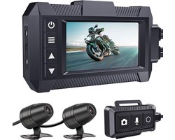 Motor Dashcam - Motorcamera Rijcamera - Veilig Rijden Vastleggen - Dubbele 1080P Waterdicht - 3 Inch Scherm - Zwart