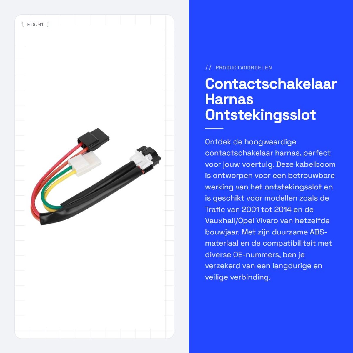 Dailygoods- Contactschakelaar Kabelboom - Geschikt voor Trafic/Vivaro/Primastar - Materiaal ABS - OE 7701038365 - 100% Gloednieuw - Draadboom