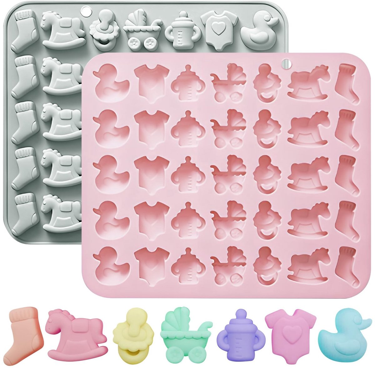 Dailygoods- Chocoladevormen 2 Stuks - Siliconen Mallen - Decoratiebenodigdheden - Traktatievormen - Babyshower - Gebruiksvriendelijk - Siliconen Vormen