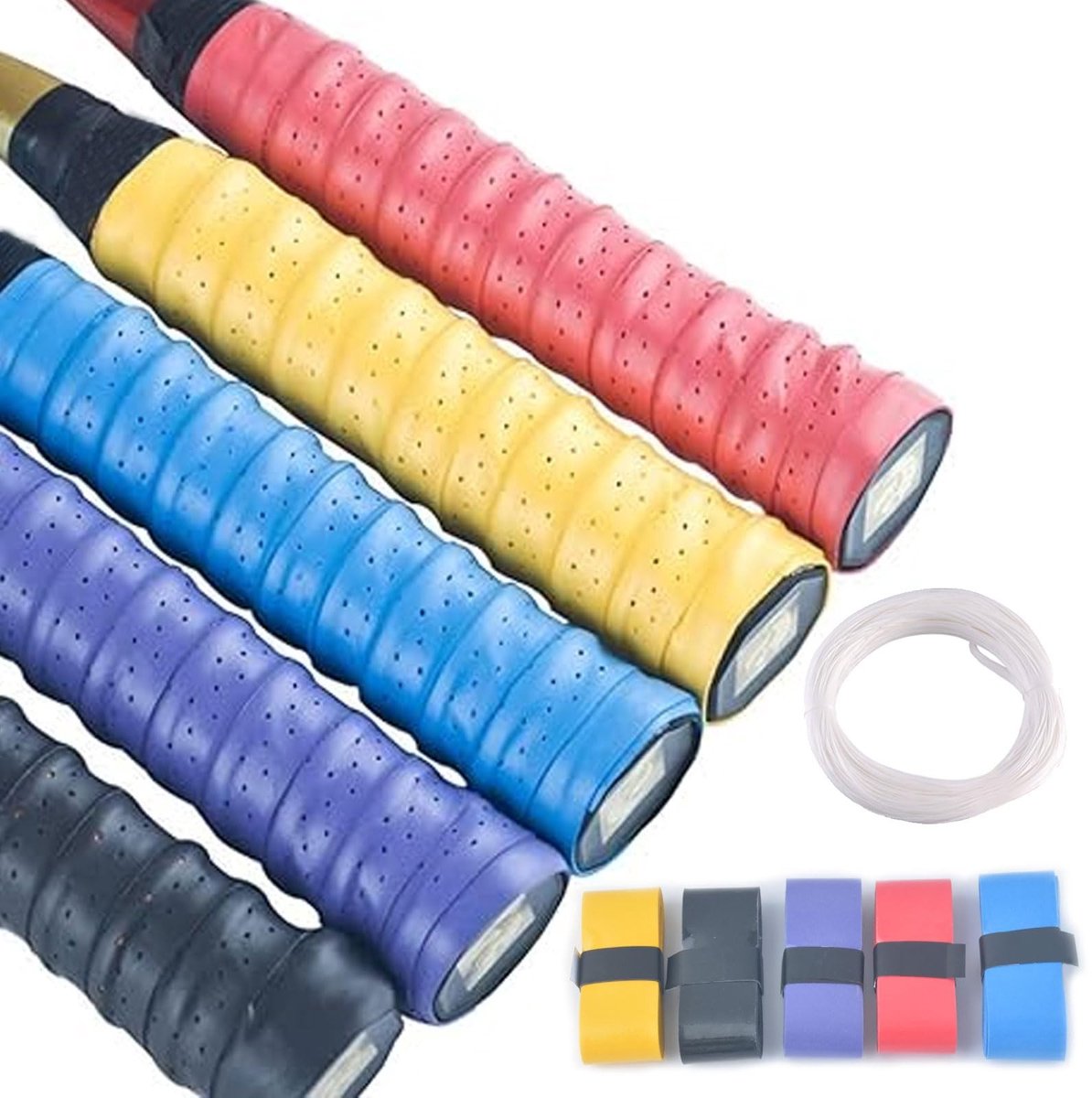 Dailygoods - Tennis Racket Grip Tape - Comfortabel en Antislip - Voor Tennis en Badminton - 5 Stuks - Verbeter Grip en Controle - Ideaal voor Sporters...