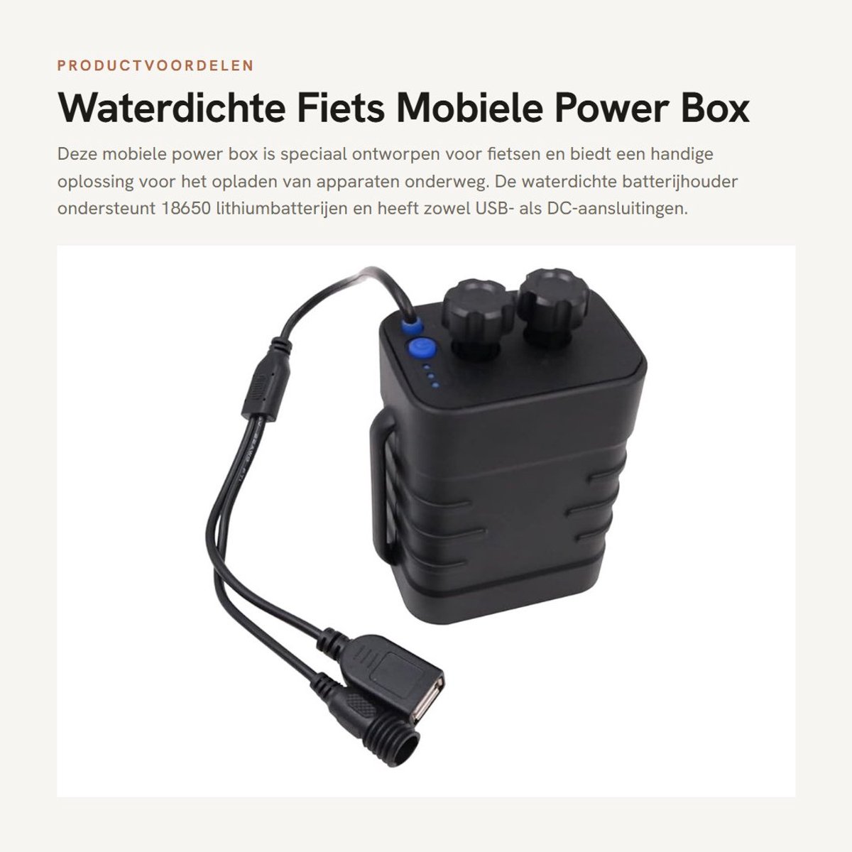 Dailygoods- Batterijhouder 8.4V - Waterdicht - Oplaadfunctie - USB/DC Interface - Geschikt voor 2/4x 18650 Batterijen - Compact en Lichtgewicht - Powerbank