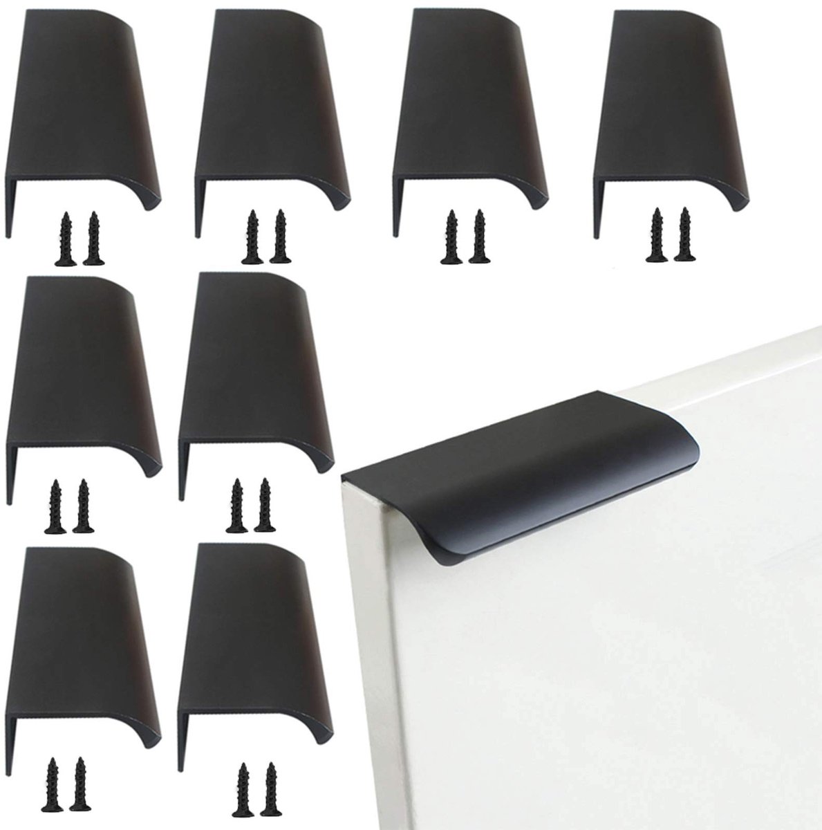 Dailygoods- Meubelgrepen Zwart - Verborgen Trekhandvat - Aluminiumlegering - 8 Stuks - Eenvoudig te Installeren - Gatafstand 64 mm - Trekhandgrepen