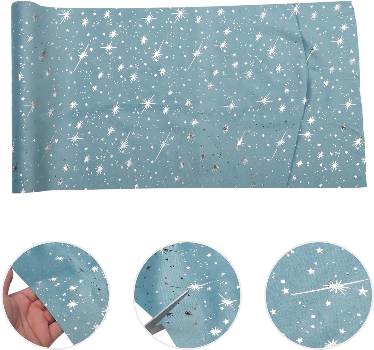Dailygoods- Tafelloper glanzend sterrenpatroon - Tafelloper polyester - Tafeldecoratie - Bruiloften - Verjaardagen - 275 x 28 cm - Tafelkleed