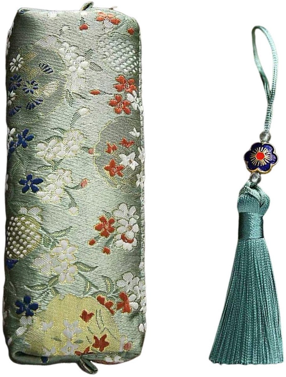 Dailygoods- Bloemenetui Chinese Stijl - Etui met Hanger - Bureautas - Mini Make-uptas - Linnen - 18 x 6 x 3,5 cm