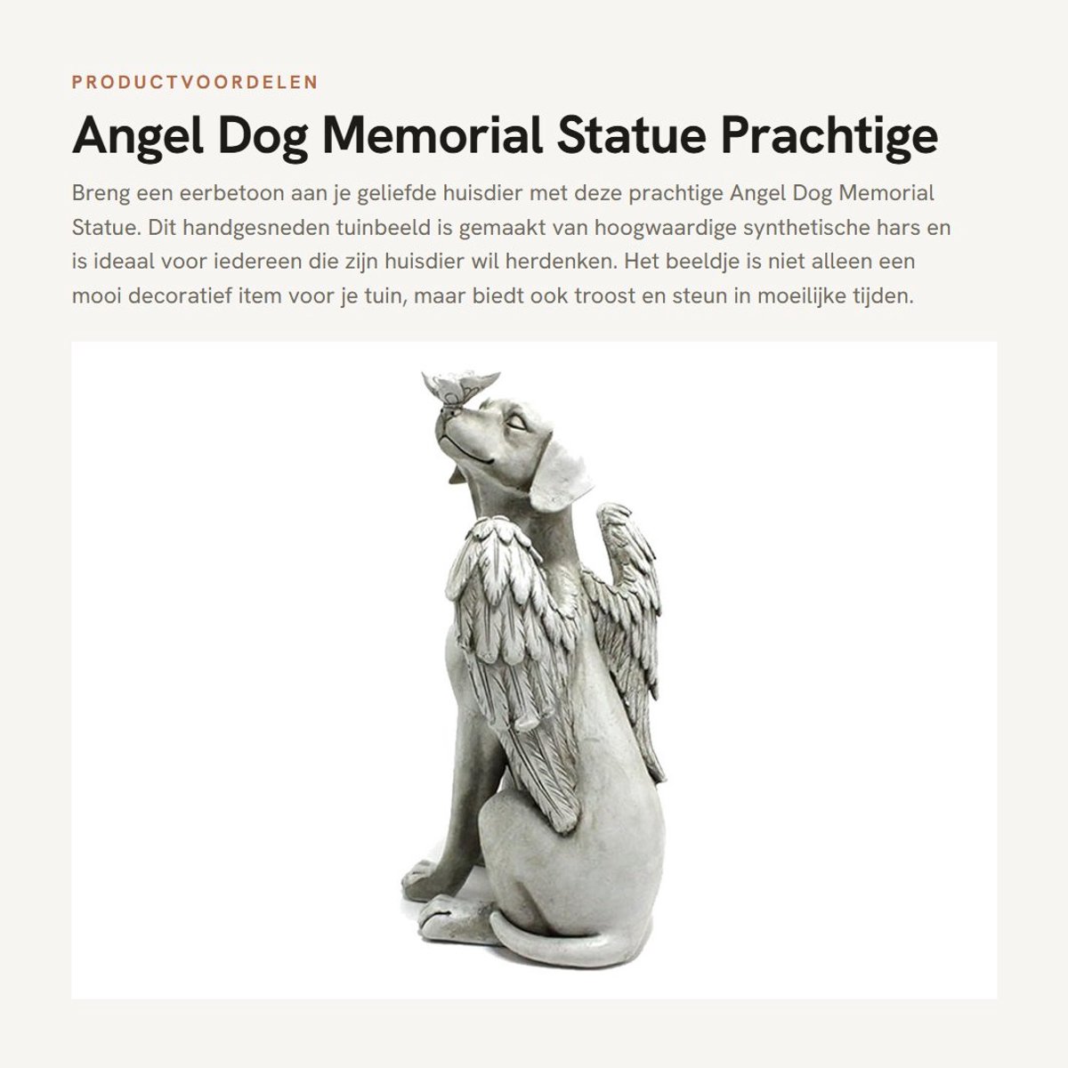 Dailygoods- Gedenksteen Hond - Engelenbeeld - Kunsthars - Tuinbeeld - Gedenkartikel - Troost voor Verlies Huisdier - Herdenkingsbeeld