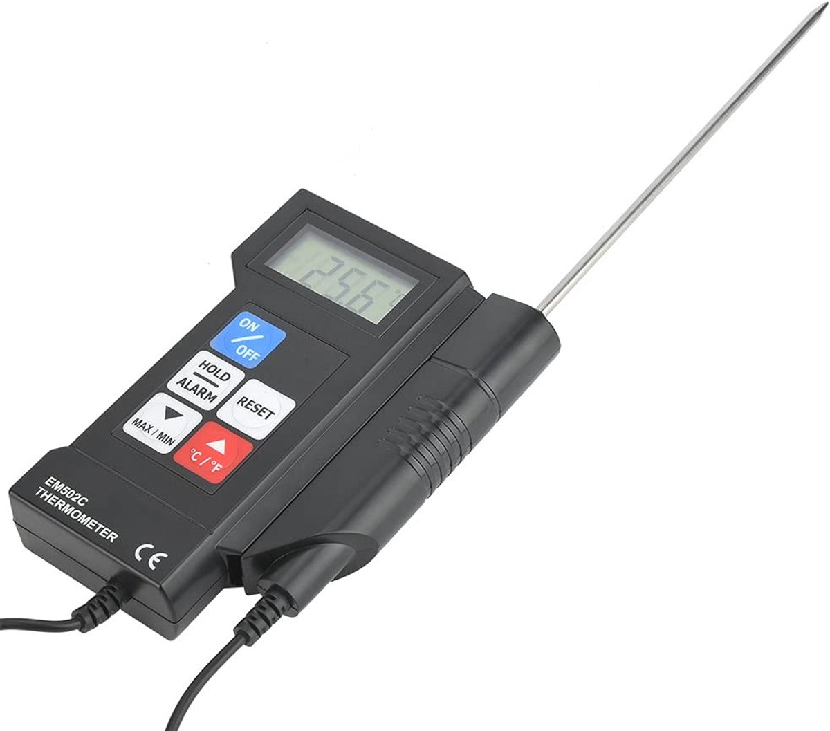 Dailygoods- Digitale Thermometer met Sensor - Temperatuurmeetapparaat - Thermokoppelsonde - LED-display - Geheugenfunctie - Celsius/Fahrenheit schakeling - Temperatuurmeter