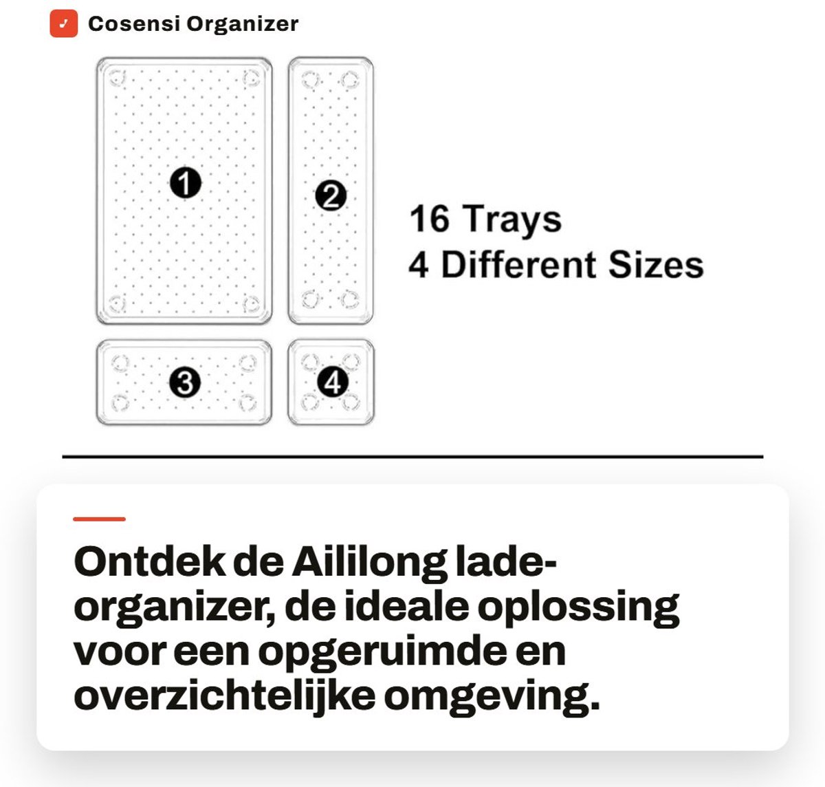 Dailygoods- Ladeorganiser 16-Delig - Opbergdozen - Stapelbare Organiser - Doorzichtig Plastic - Makeup/Bureau/Badkamer - Ruimtebesparend Systeem