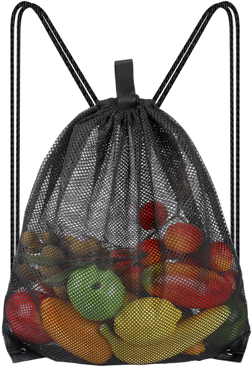 Dailygoods- Sporttas Duurzaam - Nettas 45 x 40 cm - Lichtgewicht - Ademend - Sneldrogend - Ideaal voor Zwemmen/Strand - Gymtas