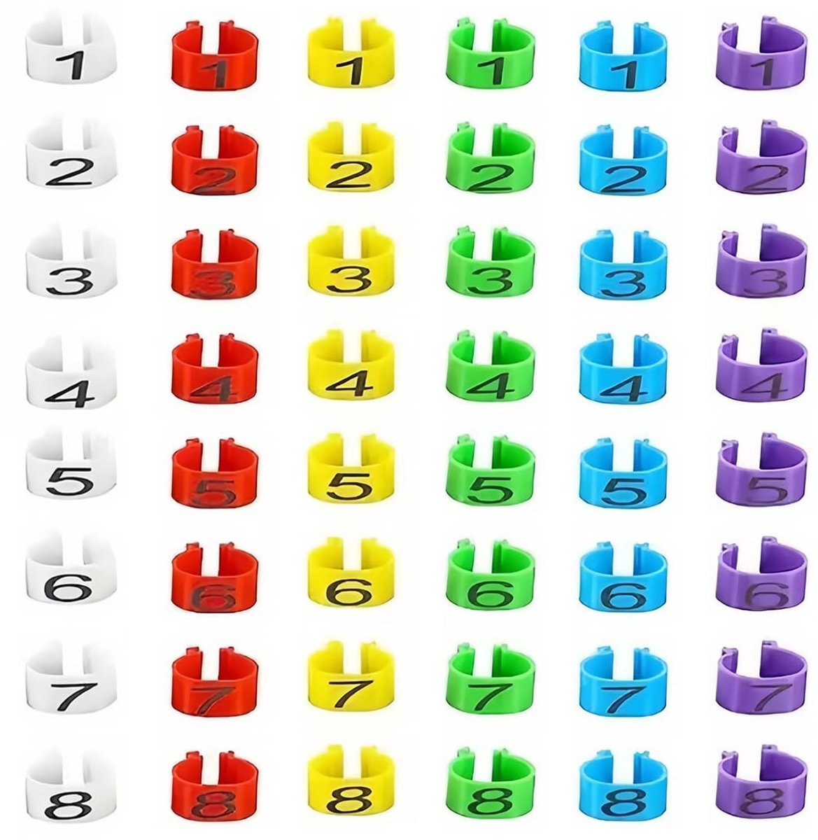 Dailygoods- Kippenbeenringen 48 Stuks - Gevogelte Voetringen - Veelkleurige Identificatie - Genummerde Clip - Duurzaam Kunststof - Voor Kippen/Kalkoen/Eend - Gevogeltevoetringen