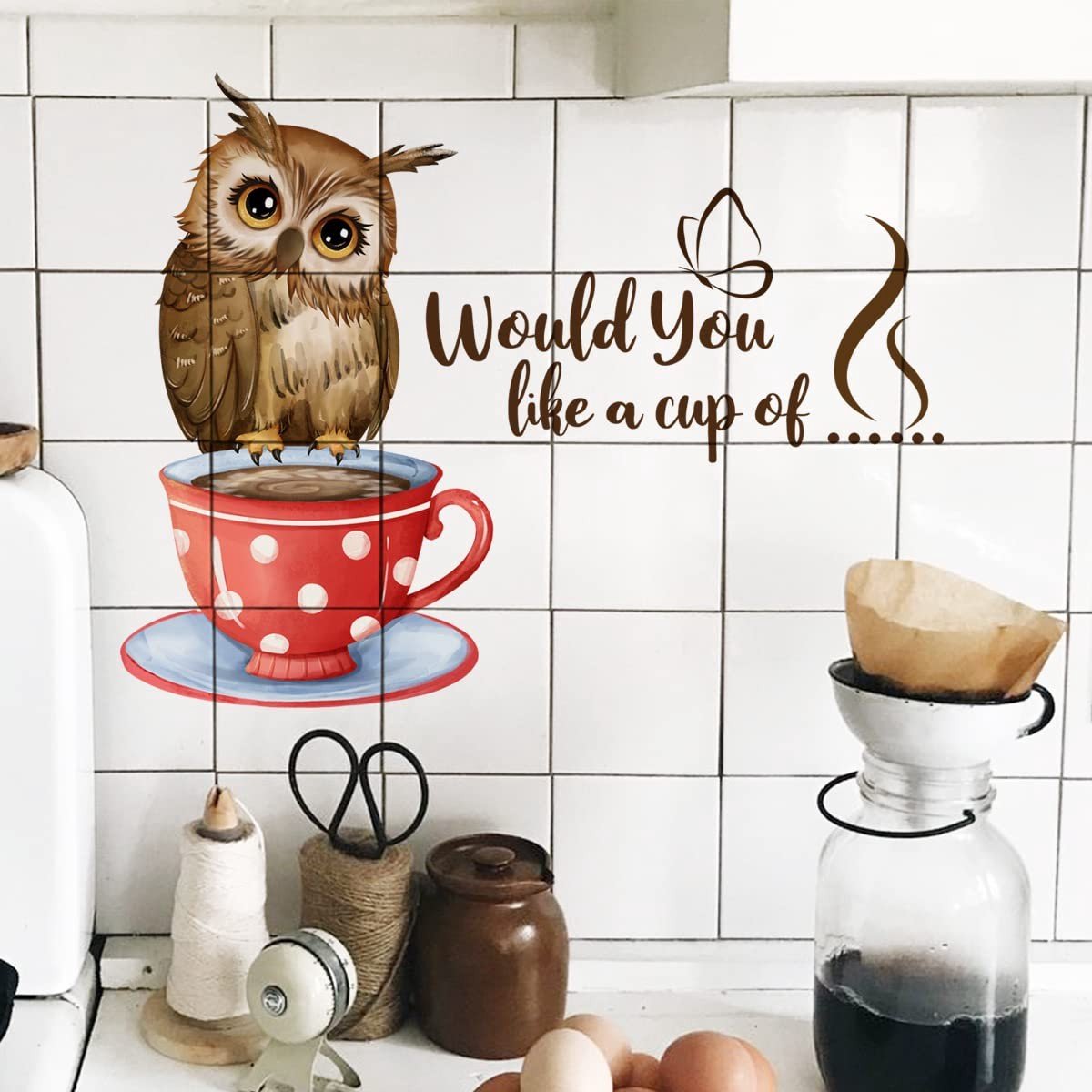 Dailygoods- Muursticker Uil 3D-effect - Muurstickers Kinderkamer - Veilig en Niet-giftig - Wanddecoratie - Kleurige Muurdecoratie - Antibacteriële Lijm