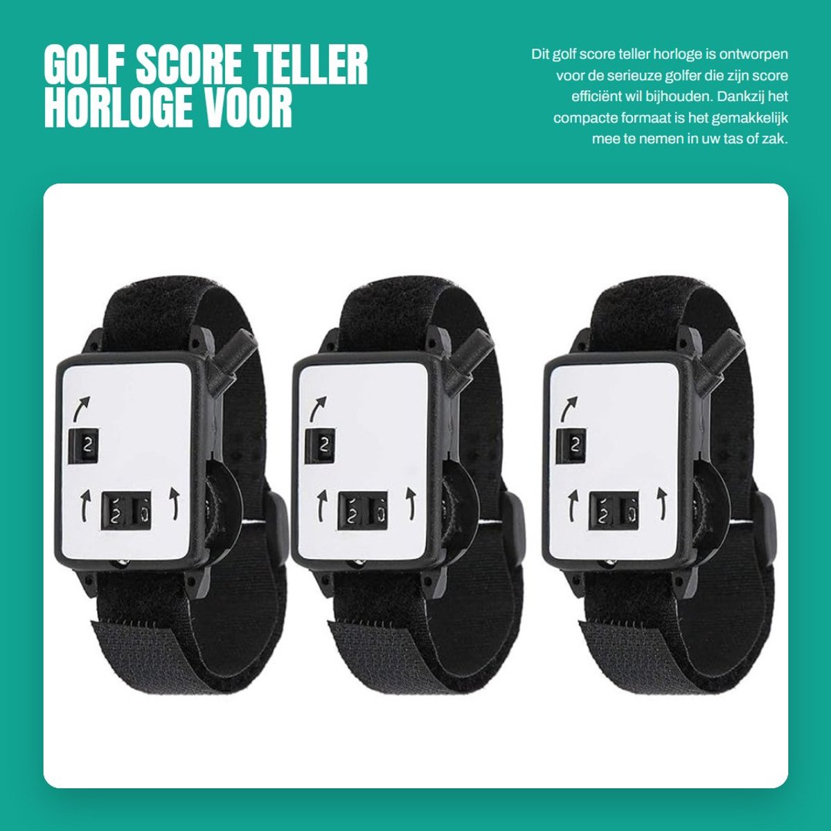 Dailygoods- Scoreteller Compact - Golf Score Counter - Handmatige Meetklok - Horlogetype - Kunststof - 36x28x8.5mm - Golfscorebord