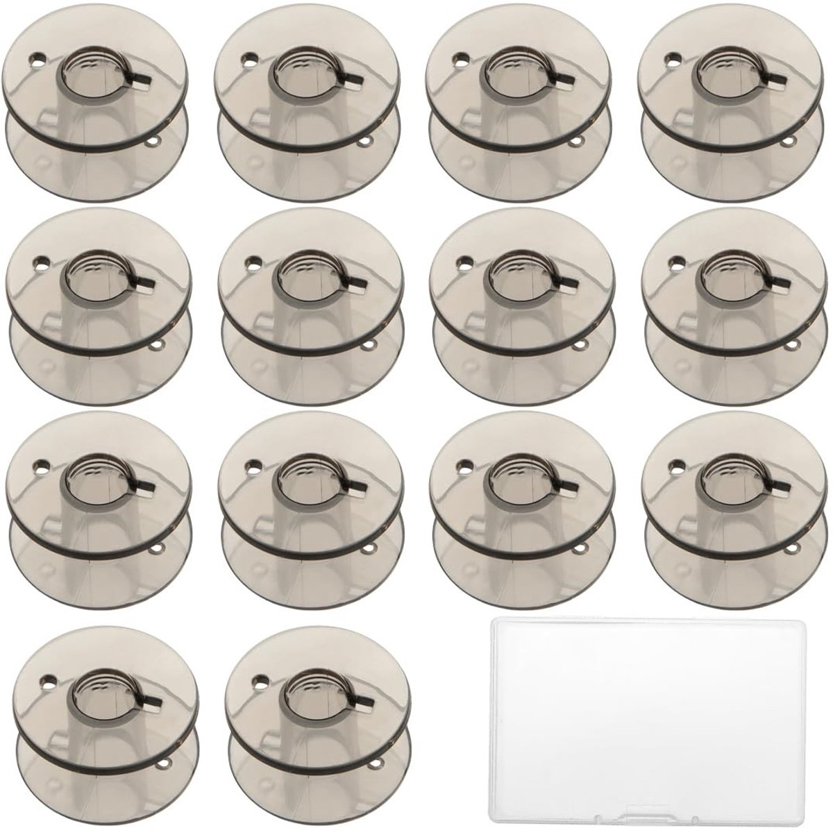 Dailygoods- Naaispoelen 16 Stuks - Kunststof Spoelen - Spoelbox - Compatibel met Huishoudelijke Naaimachines - Ideaal voor Naaiprojecten - Zwart - Garen