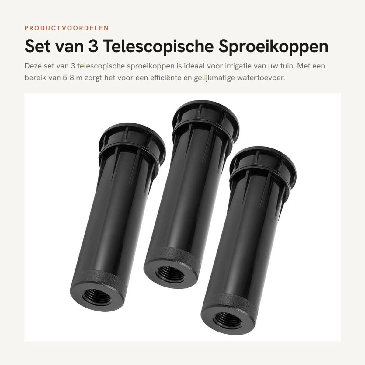 Dailygoods- Sproeikop 3 Stuks - Telescopische Sproeikop - Spuitbereik 5-8 m - Kunststof - Tuin Irrigatie - Gewicht 360g - Tuinsproeier