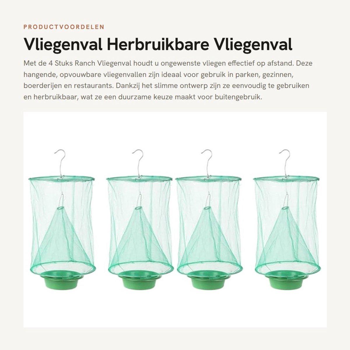 Dailygoods- Vliegenval Herbruikbaar - 4 Stuks - Opvouwbaar - Buiten Vliegenval - Voor Parken en Boerderijen - 24 x 33 cm - Vliegenvanger