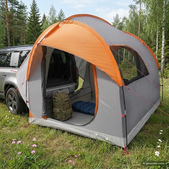 vidaXL - Auto - Tent - Grijs - en - Oranje - 239 - x - 210 - x - 210 - cm - Polyester - en - Staal van Vidaxl — afbeelding 3