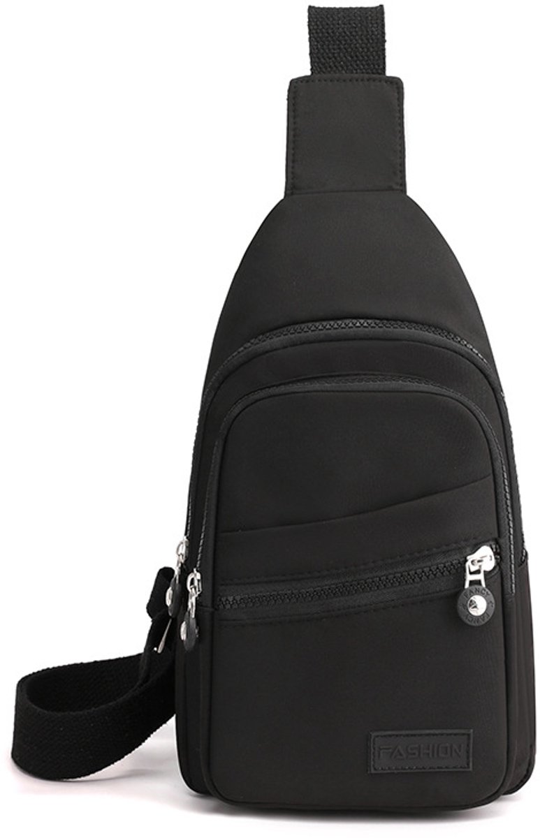 COOAU - Kleine schouder/crossbodytas - 5 opbergvakken en kabelopening - Schoudertas, crossbodytas, heuptas, crossbody - Dames & Heren - Zwart