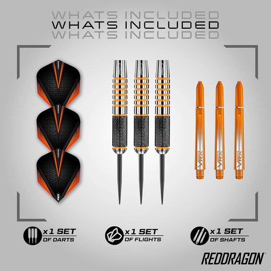 Tungsten Steeltip Pijlen - Professionele Set - Darts Spelen - 90% Wolfraam Kwaliteit - 28 Gram - Zwart Oranje — afbeelding 2
