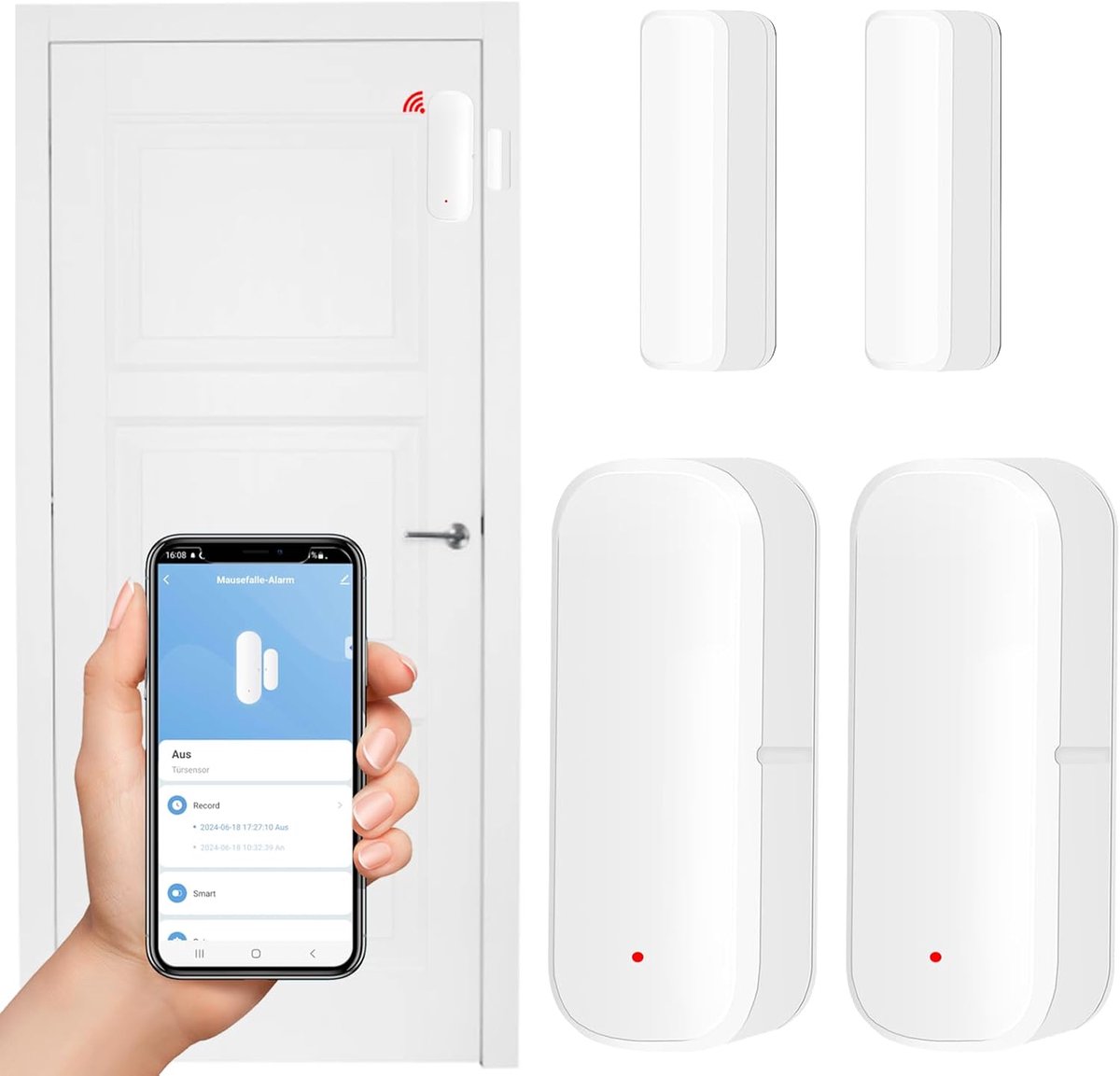 Deur Sensor - Raam Alarm - Huis Beveiliging - Draadloze WiFi - 2 Stuks - Wit