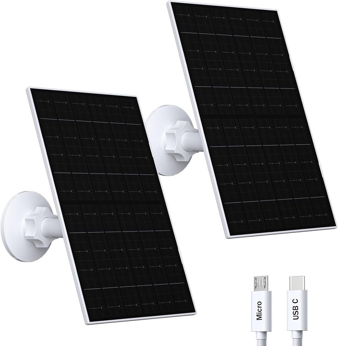 Zonnepaneel voor camera - Solar oplader - Continue stroom - IP65 waterdicht - 2 stuks - Wit