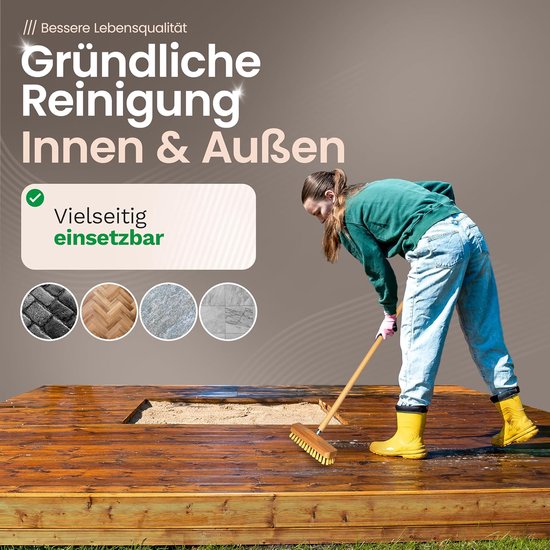 Set van 2 Houten Vloerwissers met Kunststof Borstels en Uitschuifbare Steel van Merkloos	 — afbeelding 2