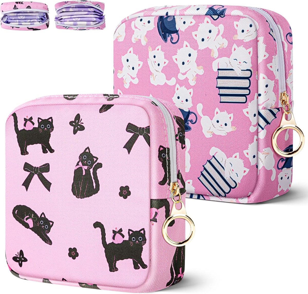 Opbergtas Maandverband - Hygiëne Tas - Discrete Opslag - Huidvriendelijk Canvas - 13 x 13 x 4 cm - Roze