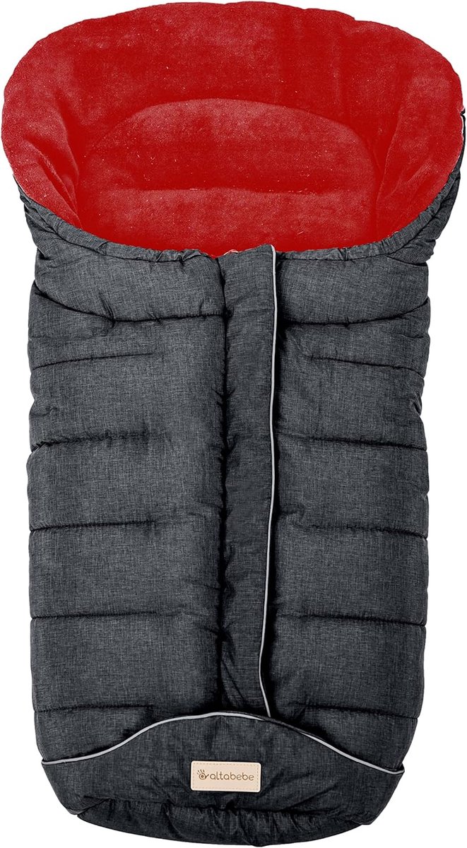 Wintervoetenzak - Baby deken - Wandelen buiten - 3M Thinsulate vulling - 95 x 45 cm - Donkergrijs-rood