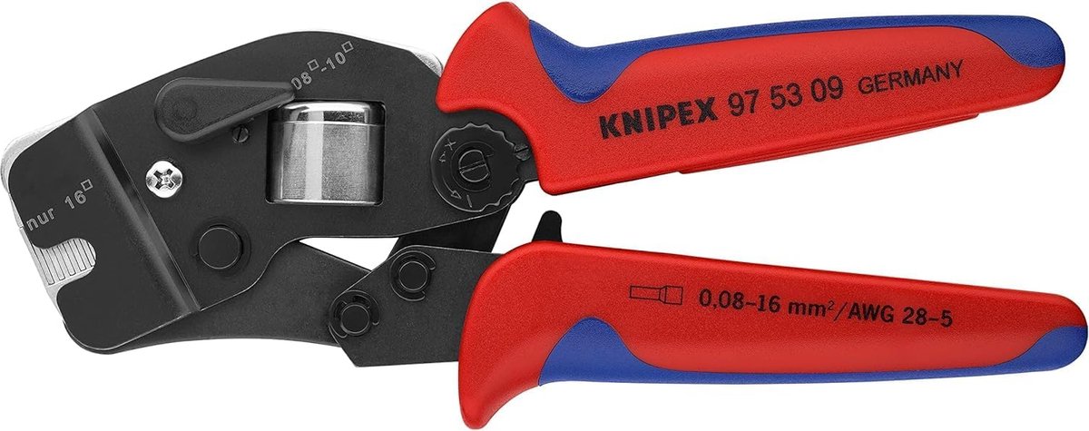 Krimptang - Adereindhulzen tang - Elektrisch werk - Zelfinstellend - 0.08-16 mm² - Multicolor
