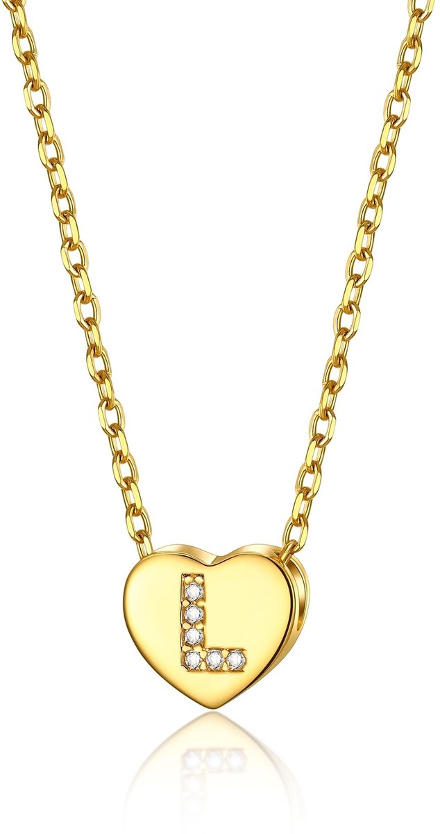 Dailygoods- Hartketting dames - Gouden ketting 41 cm - Koper hanger - Roestvrij staal - Layering-ketting - Perfect voor cadeau - Halsketting