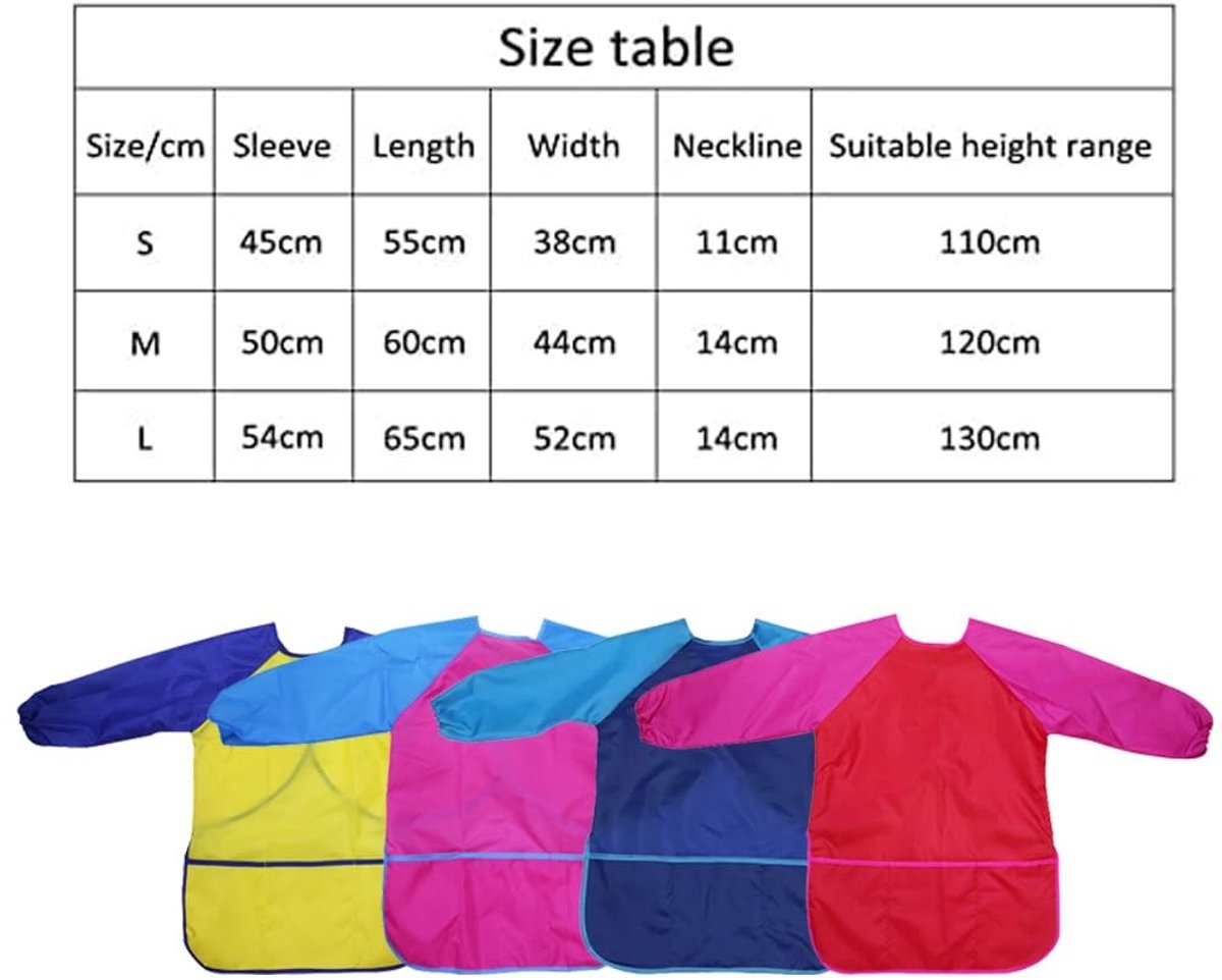 Dailygoods- Schilderschort Waterdicht - Kinderschort met Mouwen - Verstelbaar - 3 Vakken - Onderhoudsvriendelijk - Veilig en BPA-vrij
