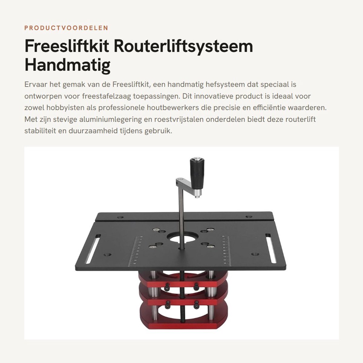 Dailygoods - Freesliftkit - Routerliftsysteem - Handmatig Heffen - Zwart - Freestafelzaag - Inzetvoetplaat - Geschikt voor Freesplaten - Zwart