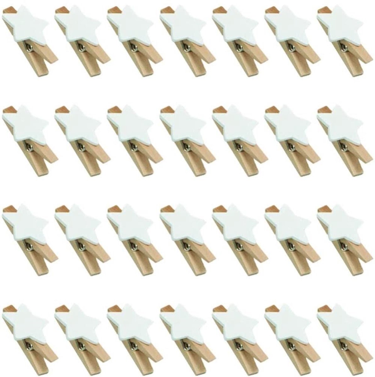 Dailygoods- Sterren Wasknijpers 100 Stuks - Houten Clips - Decoratieve Klemmen - Handwerk - Klemmen voor Kerstmis - Duurzaam Hout - Decoratieve Knijpers