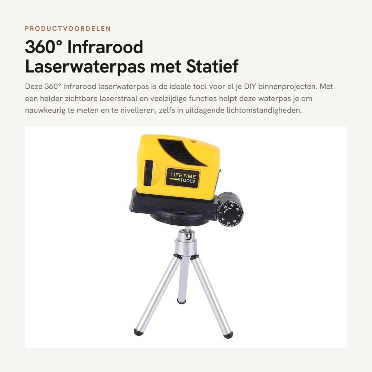 Dailygoods- Laserwaterpas Zelfnivellerend 360° - Statief - Infrarood - Verticale/Horizontale Functie - Kosteneffectieve Markeertool - Werkbereik 5 Meter - Waterpas