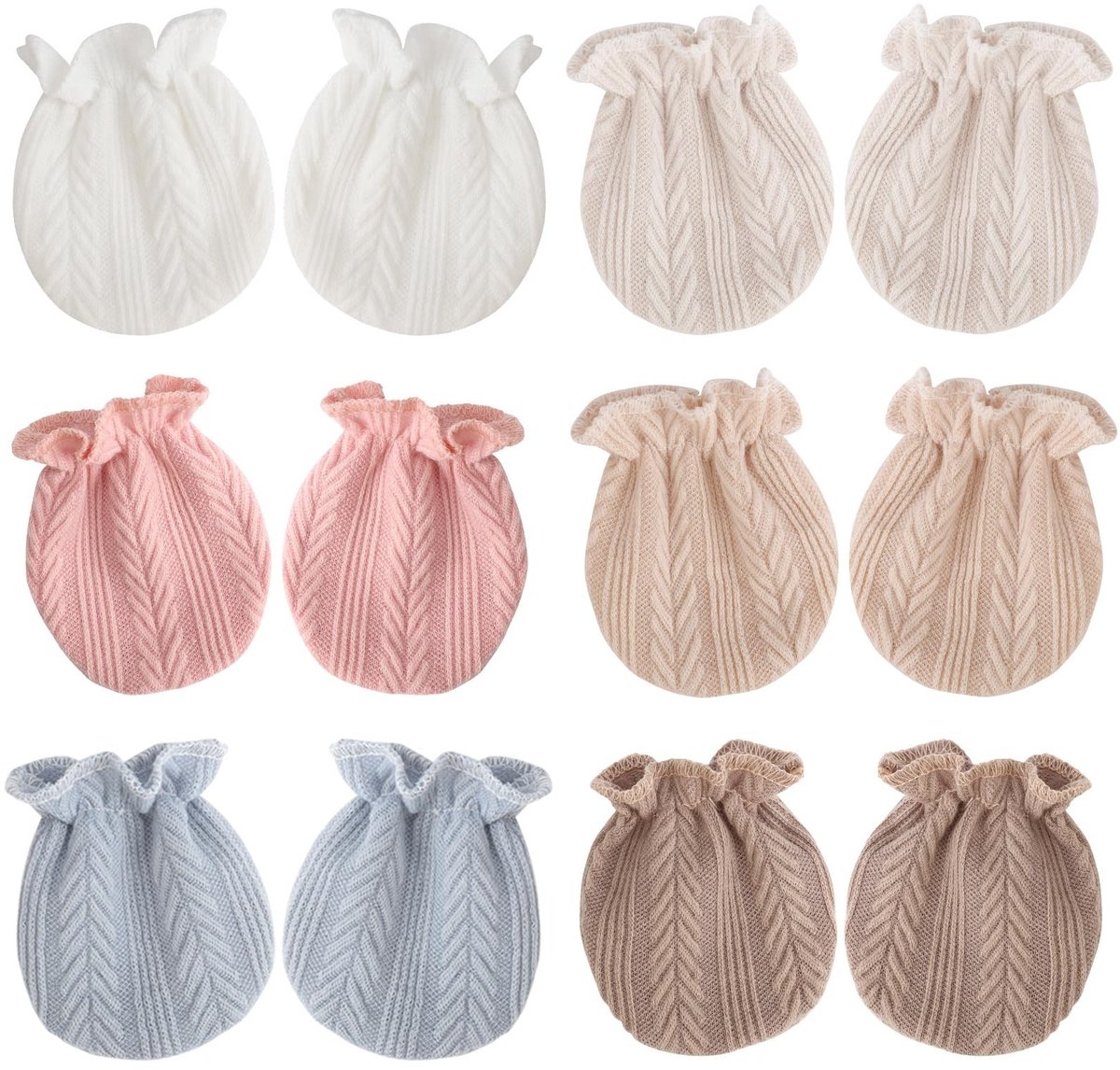 Dailygoods- Wanten Baby 6 Paar - Katoenen Wanten - Geen Krassen - Baby Handschoenen - Organisch Gecertificeerd Katoen - Elastisch Polsgedeelte - Babyhandschoenen