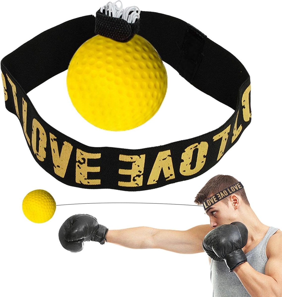 Boksreflexbal Hoofdband - Training bal - Verbeteren reactiesnelheid - Compact en lichtgewicht - 12 cm - Oranje