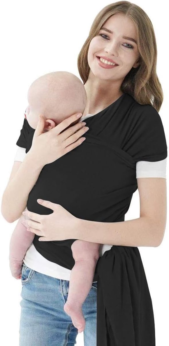 Baby Draagdoek - Draagzak Baby - Baby Dragen - Hands-Free - 3.6-15kg - Zwart