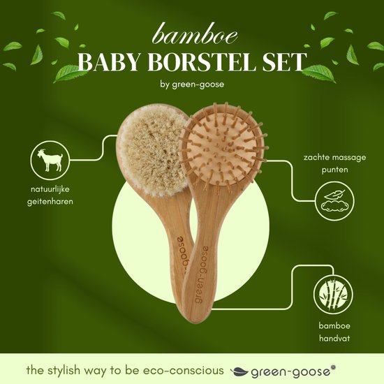 Allecta - Haarborstel en kam set voor baby's - zachte geitenharen - houten babyhaarborstels - baby borstel pasgeborenen - peuter - wiegenkap - peach oval van Allecta — afbeelding 3