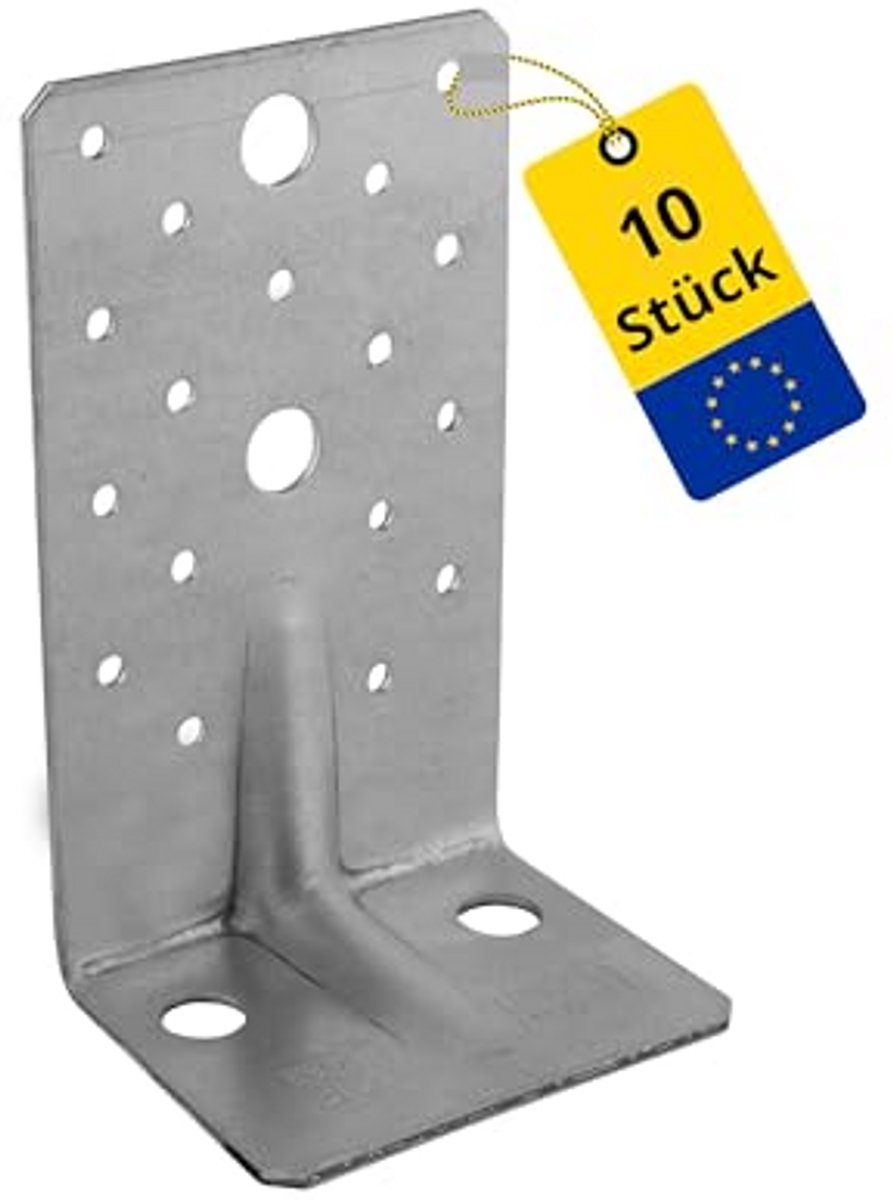 Hoekverbindingen Zware Belasting - Houtverbinders Metaal - Houtconstructies Verstevigen - Verzinkt Plaatstaal - 10 Stuks 145mm - Zilver