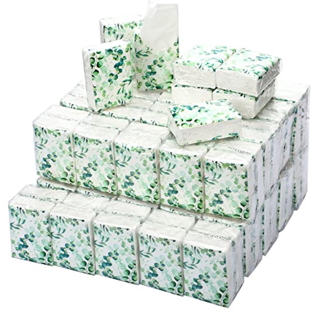 Reis tissue pakjes - Zakdoekjes - Hygiënisch onderweg - Individueel verpakt - 100 pakjes - Groen