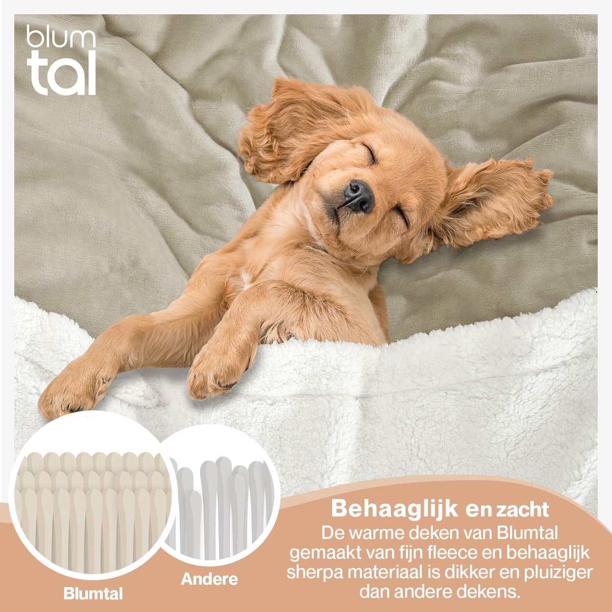 Sherpa Fleece Deken - Zachte Plaid - Koude Avonden - OEKO-TEX Gecertificeerd - 130 x 150 cm - Beige — cadeau in Wonen & Interieur - foto 4