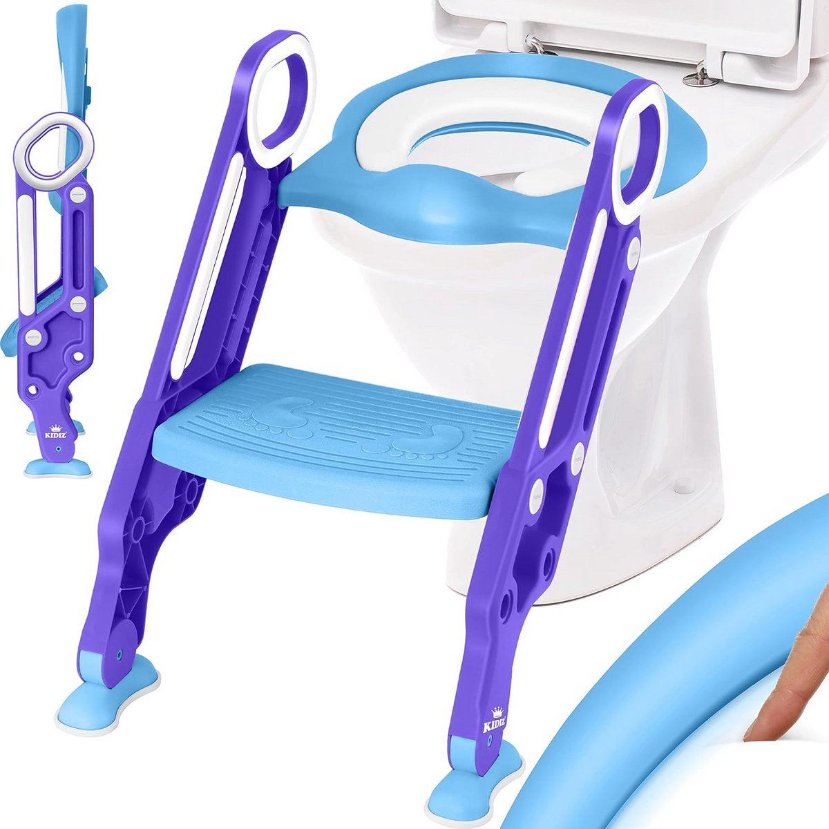 Toiletstoel met trap - Potty trainer - Kinderen zindelijk maken - In hoogte verstelbaar - Universeel - Blauw