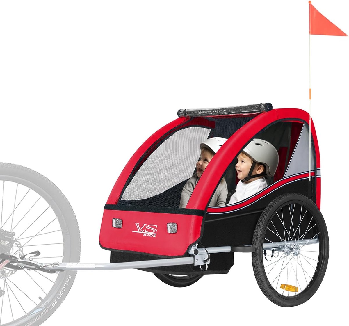 Kinderfietskar - Fietsaanhanger - Actieve uitjes - Stalen frame - Max 40 kg - Rood