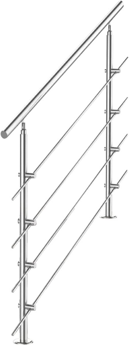 RVS Trapleuning - Balustrade Balkon - Veiligheid Verhoging - Verstelbare Hoek - 120 cm - Zilverkleurig