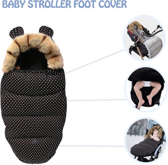 Baby Bunting Voetenzak - Kinderwagen Zak - Warm Blijven - Dubbele Rits - 100x46 cm - Bruin — afbeelding 5