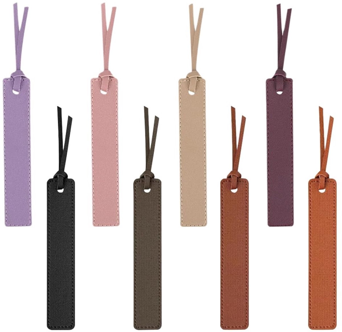 Dailygoods- Bladwijzers 8 Stuks - Lederen Paginamarkeringen - Gepersonaliseerde Boekmarkeringen - Elegante Bladwijzers - PU Leer - 19,5cm x 2,4cm - Boekenleggers