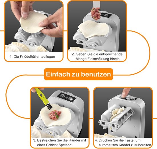 Automatische Knoedelmachine - Deegvorm Gyoza Maker - Thuis Koken - Twee Werkmodi - USB Opladen - Wit — afbeelding 4