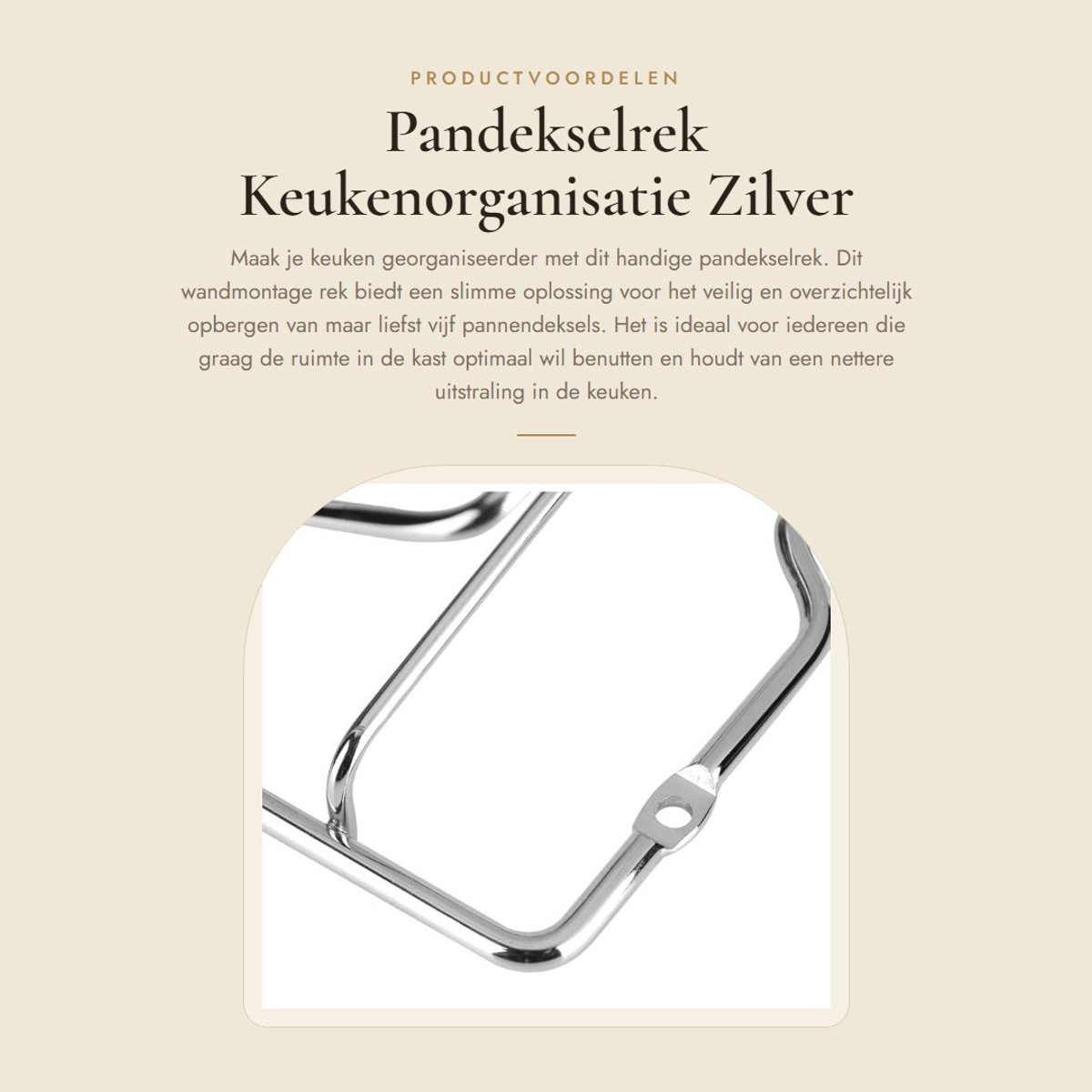 Dailygoods- Pannendekselrek Wandmontage - Beveiligt 5 Deksels - Keukenorganisatie - Ruimtebesparend - Opbergoplossing - Veilig en Toegankelijk - Dekselhouder