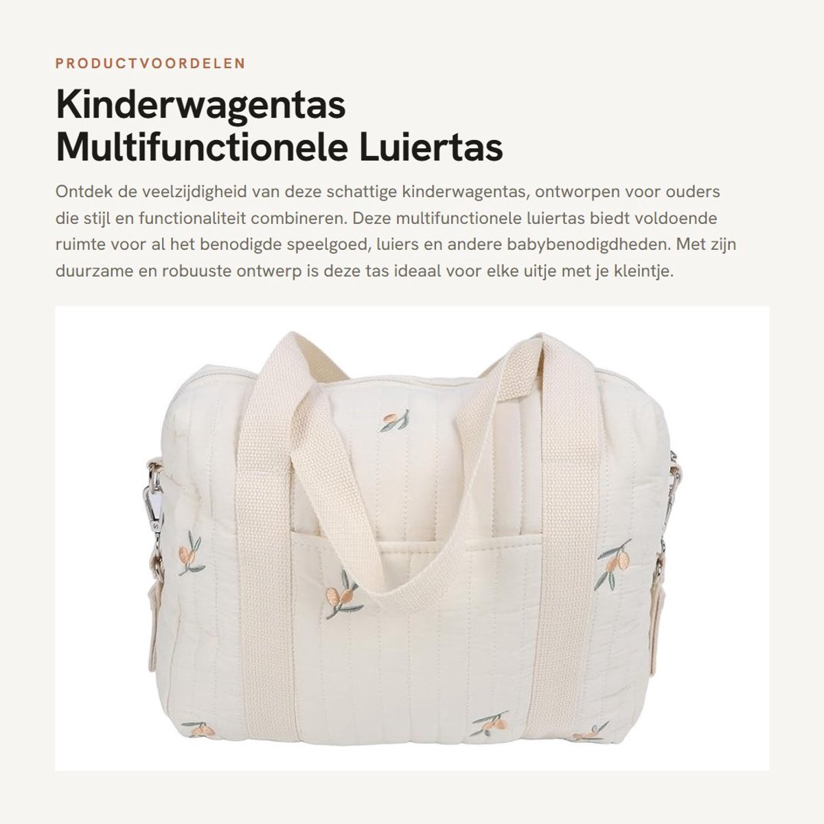 Dailygoods- Kinderwagentas Duurzaam - Multifunctionele Opbergtas - Grote Capaciteit - Herbruikbaar - Ritszak - Handtas - Luiertas