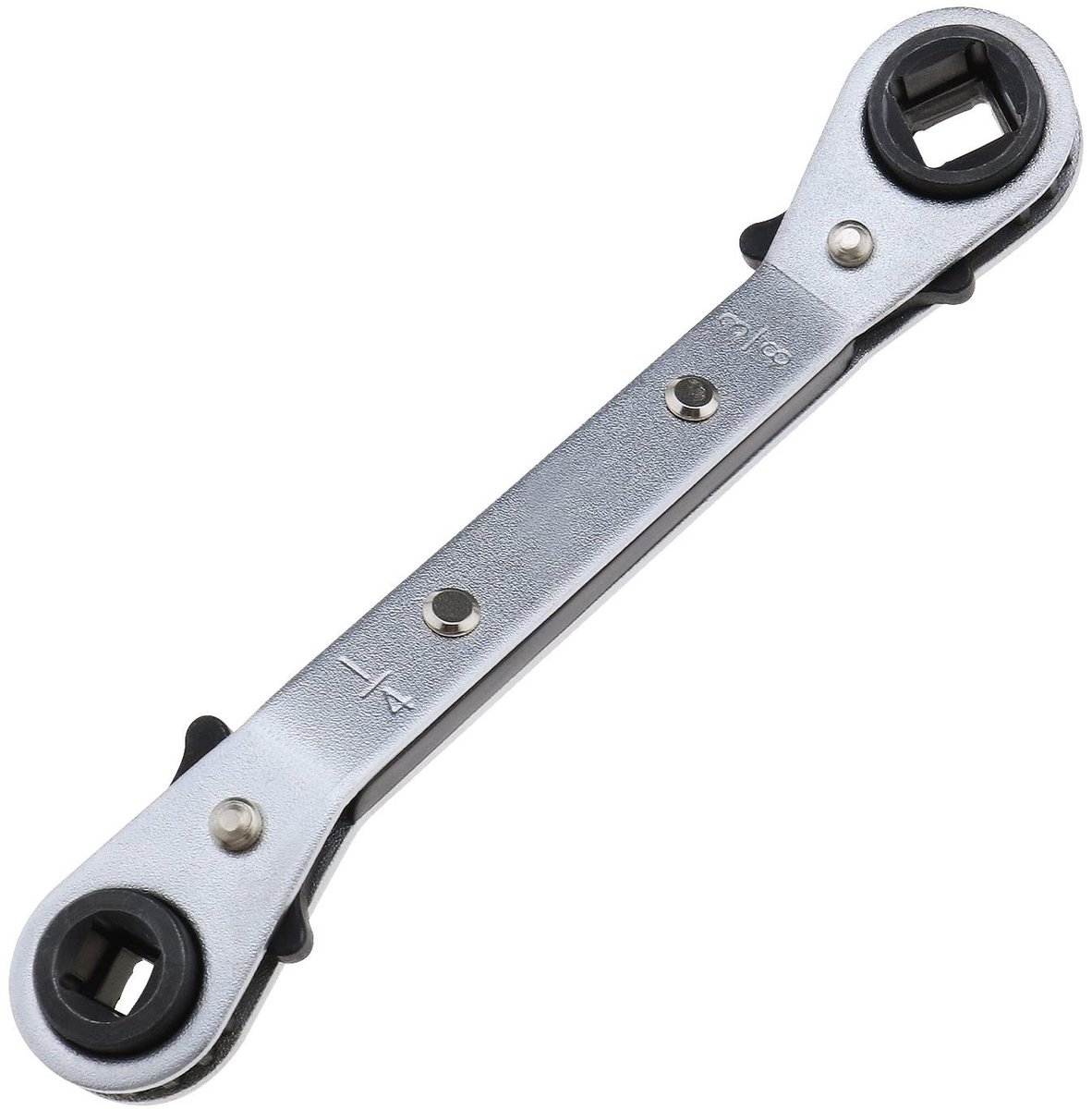 Dailygoods- Ratelsleutel 4-in-1 - Omkeerbare Moersleutel - HVAC Onderhoudsleutel - Stalen Constructie - Totale Lengte 138 mm - Gewicht 94 g