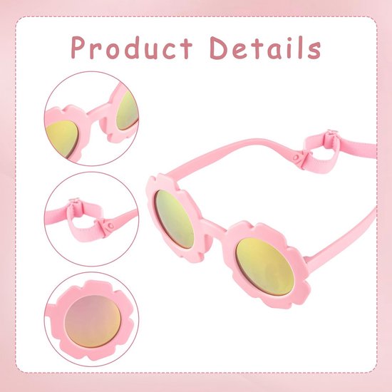 Baby Zonnebril - Zonnebril Baby Meisjes - Bescherming Ogen - UV400 Bescherming - 0-24 Maanden - Roze — afbeelding 5