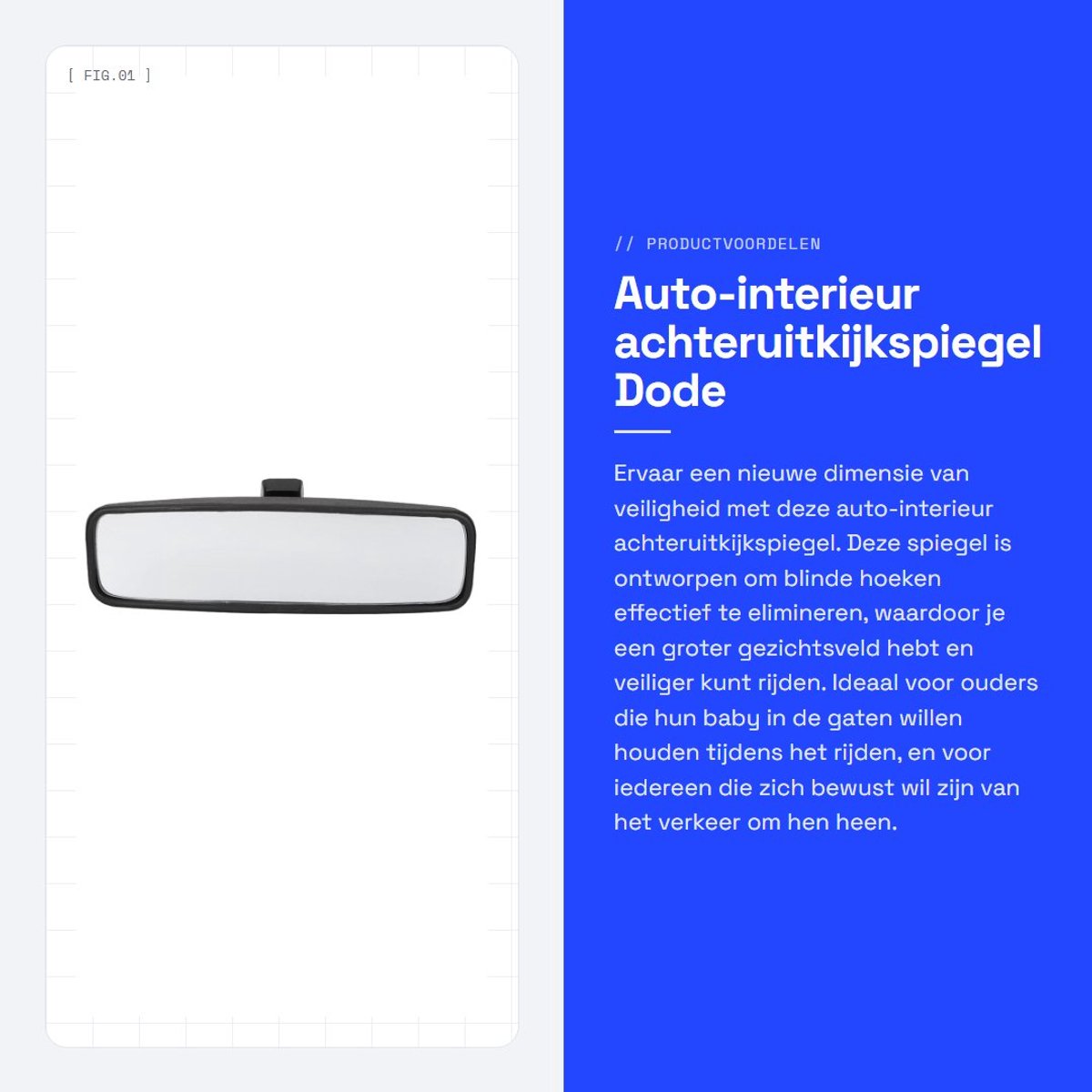 Dailygoods- Achteruitkijkspiegel Anti-glare - Binnenspiegel Auto - Blinde Hoek Verminderen - Veilig Rijden - Hoogwaardig Glas - Eenvoudige Installatie